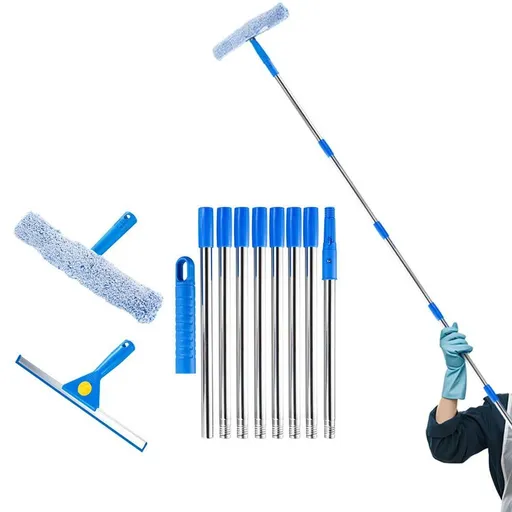 3.1m Extendable Window Squeegee Cleaner Kit with Long Handle for Glass Shower Car and RV