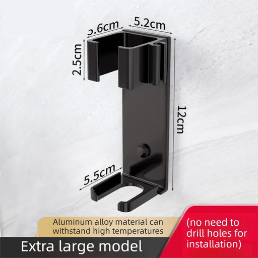 Large Aluminum Curling Iron Holder Heat-Resistant Wall-Mounted Organizer for Diameter ≥ 36mm Black