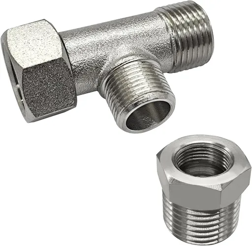 Brass Angle Stop Add-A-Tee Valve Compression Tee 3/8 Comp. Inlet by 3/8 Outlet with 1/2 Male G to 3/8 Female Comp Adapter