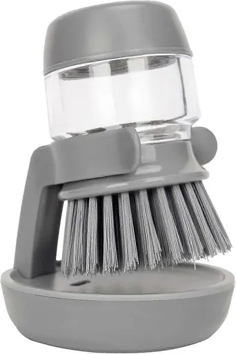 Soap Brush with Organizer, Kitchen Dish Brush Set for Cleaning Pots and Pans (Grey)
