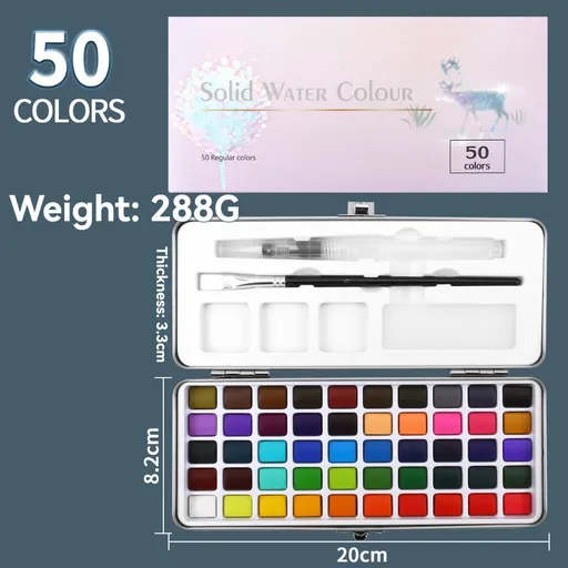 solid water colour paint set, watercolour painting supplies, art supplies, multiple colour options, painting set, Australian artist supplies, watercolour kit, hobby paints - Multi-color - Size 50Color