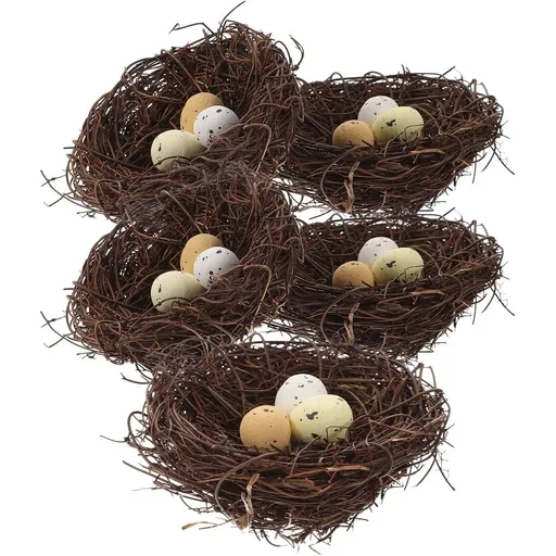 5pcs Realistic Bird Nest Models with Fake Eggs, Resin Garden Decorations for Bonsai Pots and Outdoor Landscaping