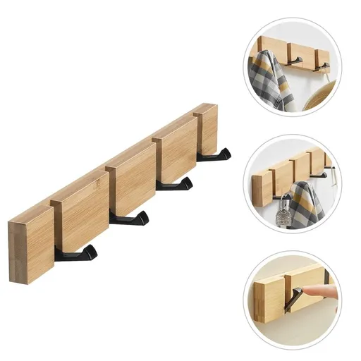 Coat Hook Coat Rack Hook Bamboo Umbrella Holding Home Users Door Behind 1 Set