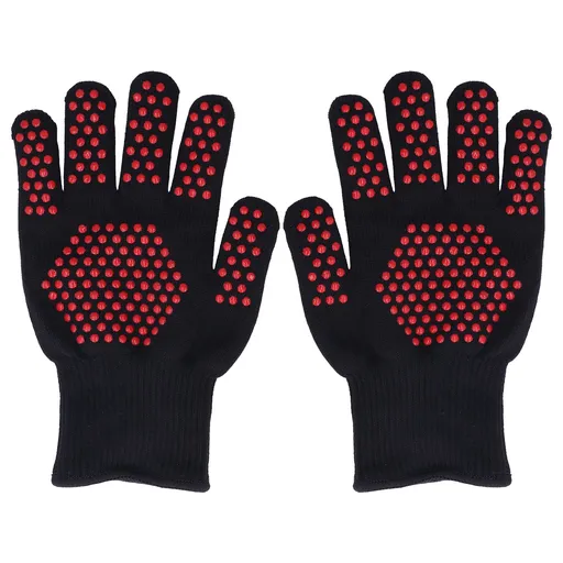 Heat Resistant Gloves 25cm Separate Fingers Hot Proof Mitts Cooking Tool for BBQ Welding