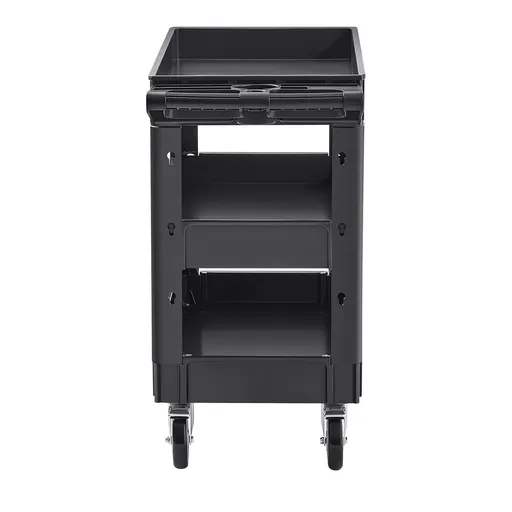 Utility Service Cart, 550 LBS Laod Capacity, 3 Shelf Heavy Duty Plastic Rolling Utility Cart with 360° Swivel Wheels (2 with Brakes), Ergonomic Storage Handle for Warehouse/Garage/Cleaning