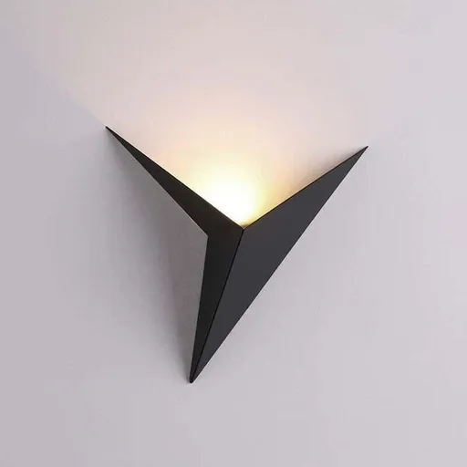 3W LED Indoor Wall Light, Creative Triangle Shape, Black Wall Lamp, 3000K Warm White, Modern Metal Wall Light for Bedroom, Living Room, Staircase