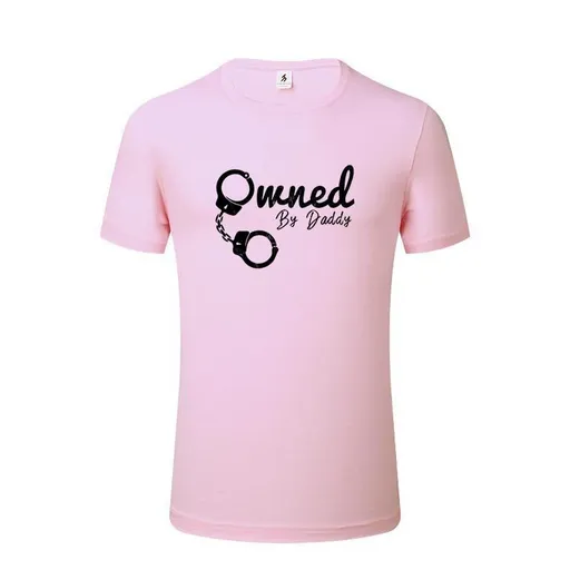 House Of Dasein Owned By Daddy Shirt Bdsm Ddlg Submissive T-Shirts For Fantasy And Fetish Use - Pink - Xxl