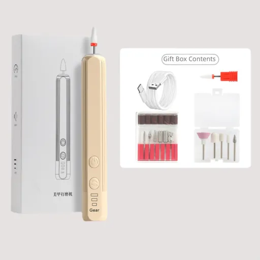 Khaki Pro Portable Electric Nail Drill Kit With 10 Bits - Fast, Quiet, Rechargeable