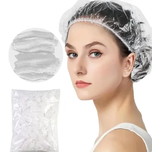 100PCS Disposable Shower Caps Elastic Bath Cap Plastic Waterproof Clear Shower Cap Bath Shower Caps Women Spa,Men Hair Caps,Home Use,Hotel and Hair Salon, Travel