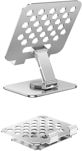 Universal tablet stand - Adjustable elasticity - Foldable at multiple angles (silver)