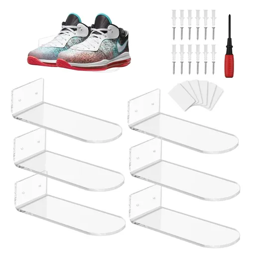 6 Pack Transparent wall floating display racks, Used to place all kinds of footwear or light and small for places such as shops
