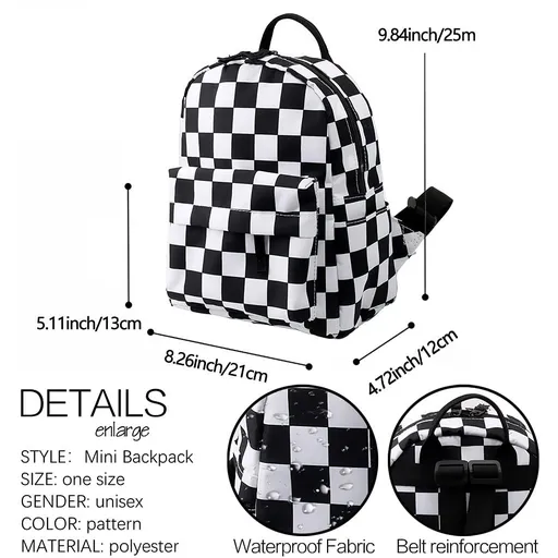 Mini Backpack Waterproof Small Backpack 15.35 in * 11.82 in Colorful Print
