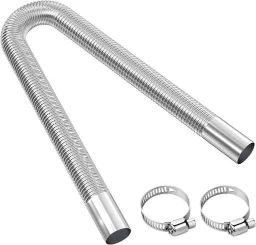 Exhaust pipe for parking heater, 60 cm stainless steel exhaust pipe Car exhaust pipe with 2 stainless steel clamps for diesel heater 60cm