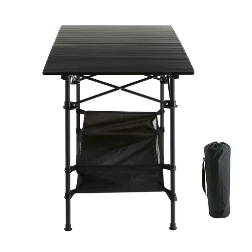Folding Camping Table, Outdoor Portable Side Tables, Lightweight Fold Up Table, Aluminum & Steel Ultra Compact Work Table with Large Storage and Carry Bag, For Beach, Picnic, Travel, 24x16 inch