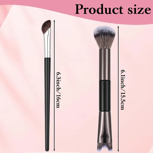 2 PCS Nose Contour Brushes for Makeup, 2-in-1 U-Shaped Fluffy Angled Tilt Brush for Precise Nose Sculpting and Defining, Mini Noses Contour Brush for Makeup Artists (Black and Gray)