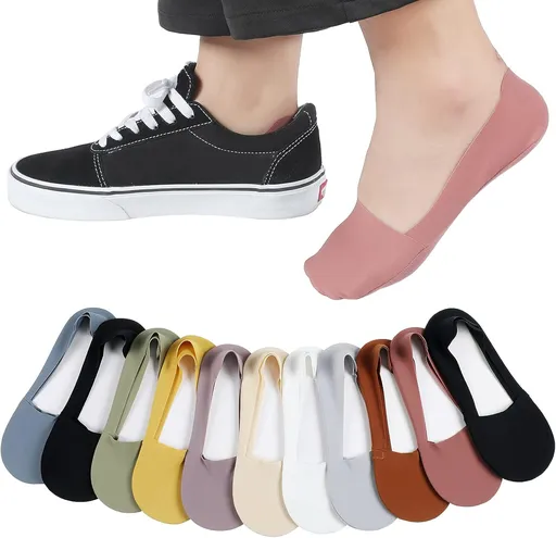 10 Pairs No Show Socks - Women & Men, Low Cut, Liner, Ice Silk, Nonslip, Invisible, Thin
