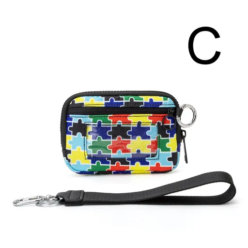 Waterproof Oxford Wristlet Wallet Card Holder with Detachable Wrist Strap, Multi-Pocket Zipper Pouch for Cards, Cash, Keys and Earphones, Ideal for Running, Fitness and Travel (C)