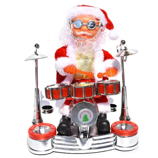 Electric Santa Claus Doll Playing Piano Ornament 20cm Flannel Christmas Decoration