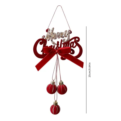 Italic Letter Flocked Christmas Hanging Tag, Household Christmas Decor