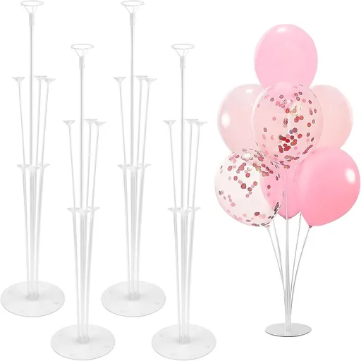 4 Sets Balloon Stand Kits, Plastic Balloon Sticks Holder with Base for Birthday Baby Shower Party Decorations