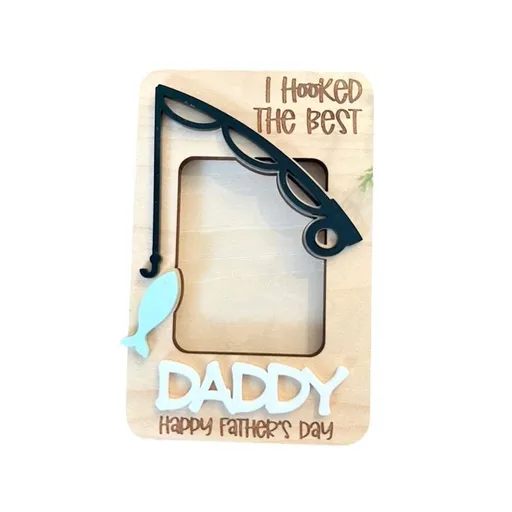 Personalized Dad Car Photo Frame Visor Clip, Custom Name I hooked the best Father's Day Gift Visor Clip, Fridge Photo Magnet