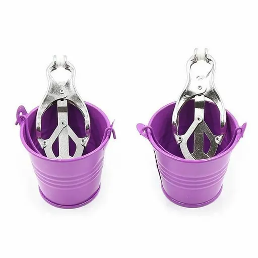 House Of Dasein Bucket Weight Nipple Clamps Genital Torture Breast Play Bondage - Purple