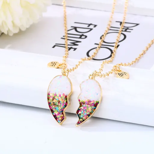 Necklace for 2 Magnetic Split Heart Necklaces Set Friendship Gifts Matching Pendant for your friend or sister on party