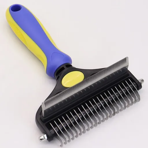 Pet Hair Remover Brush Double-Sided Pet Brush Pet Grooming Tool Dog Brush Cat - Royal Blue - Size Large -91 teeth