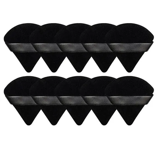 1/10X Triangle Cosmetic Puff Mini Cotton Makeup Sponge Powder Tool - Black