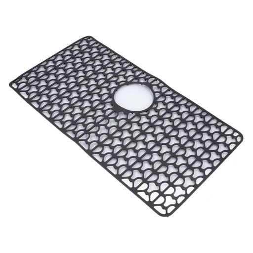 Kitchen Sink Mat Silicone Scratch Resistant Anti Slip Water Proof Reusable Multifunction for Dishes Protection Black