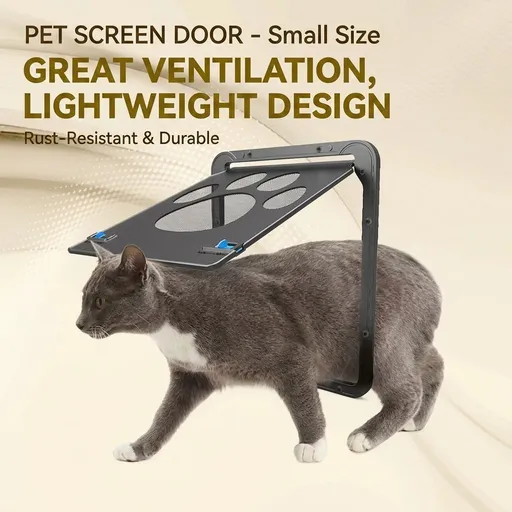 Self-Closing Pet Screen Door for Sliding Windows and Screens – Durable ABS Frame, Scratch-Resistant Mesh, Ideal for Cats and Small Dogs, Easy Installation, Keep Bugs Out While Letting Pets In (S,Black)
