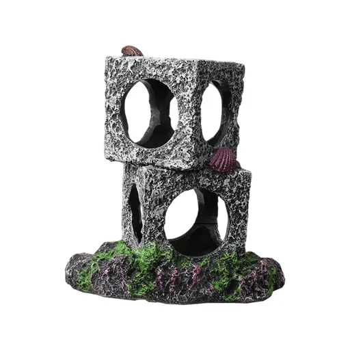 Fish Tank Shrimp Shelter House Square Stone Cave Aquarium Breeding Hiding Decor - 2 Squares