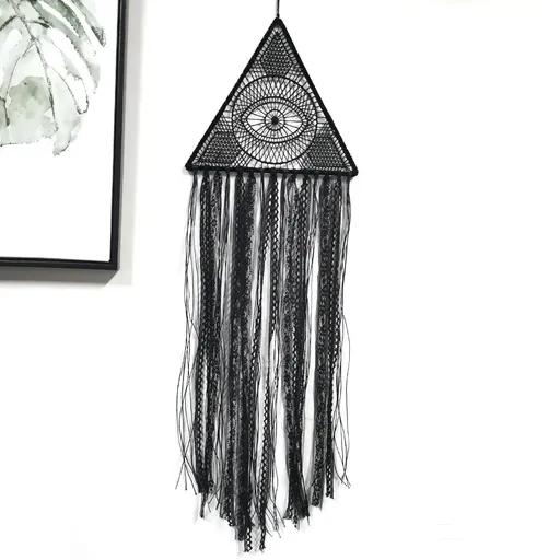 Black Dream Catchers for Kids Bedroom Handmade Lace Boho Wall Art Hanging Ornament Gift Living Room Dorm Decoration（2pcs）