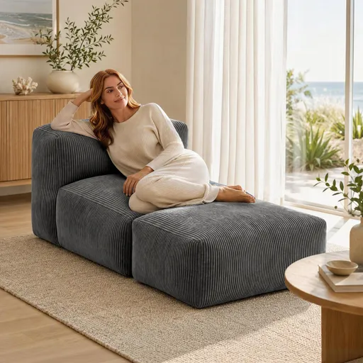 Artiss Foldable Bean Bag Sofa Bed Cloud Couch Boneless Floor Lounger Chair Grey