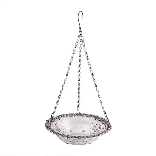 Balcony Bird Feeder Hanging Rail Mount Outdoor Suspended Feeding Station Garden - Grey
