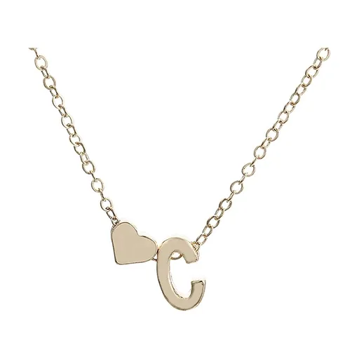 C Letter Heart Necklace for Women - Beaded Initial Pendant Jewelry - Valentine's Day Gift for Her - Stainless Steel Fashion Necklace