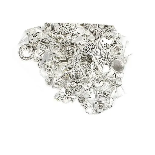 Mixed Tibetan Charms Pendants 50g Silver Bronze for Jewellery DIY Craft Making - Silver