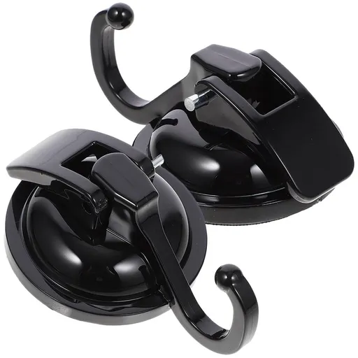 Black ABS Cup Hooks, 2-Pack Strong Adhesive Wall Hooks for Bathroom Kitchen