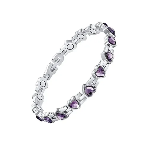 Detoxi-Active Amethyst Stone Bangle, New Lymph Drainage Magnetic Amethyst Stone Bracelet, Gift for Her & Him, Couples, Mother