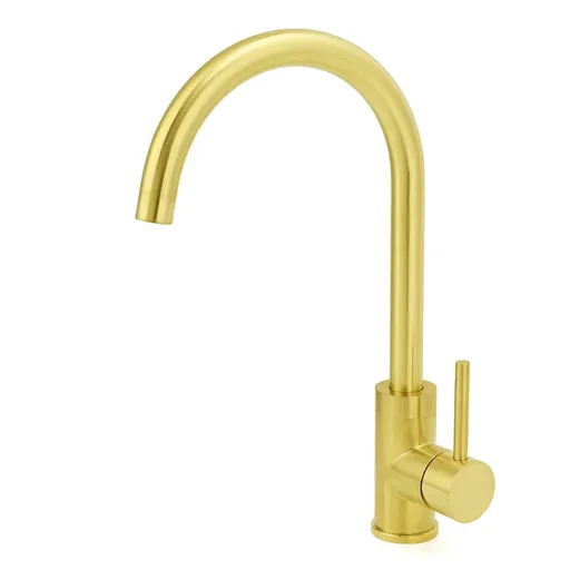 Brushed Gold Round Kitchen Mixer Sink Tap 360° Swivel Laundry Basin Faucet Spout