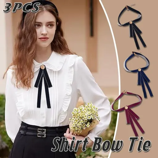 3PCS Unisex Pure School Uniform Tie Bow College Style Student JK Shirt Accessory