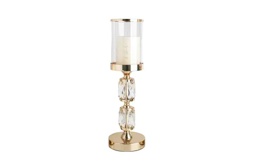 Candle Holder Crystal Medium Gold