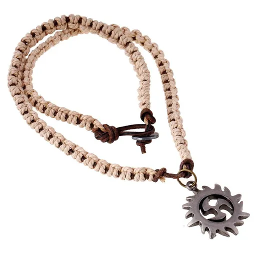 Sun Spiral Pendant with Extra Large Bail, on Men's Heavy Curb Chain Necklace, Spiral Pendant Necklace Jewelr