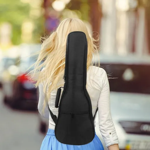 Durable Black Ukulele Case Bag with Comfortable Texture for Portable Use