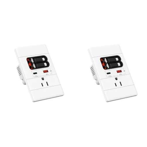 2X USB C Wall Outlet with GaN PD20W USB-C&USB-A&Retractable USB C/-Cables,Tamper-,15A 125V