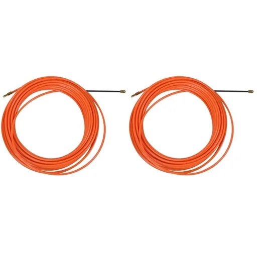 2 Pcs 4mm 15 Meter Orange Guide Device Nylon Electric Cable Push Pullers Duct Snake Rodder Fish Tape Wire