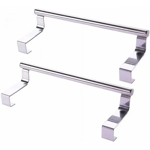 Stainless Steel Over Door Towel Rack Bar Holders for Universal Fit on Cabinet Cupboard Doors Pack of 2 (Small)23CM 9inch