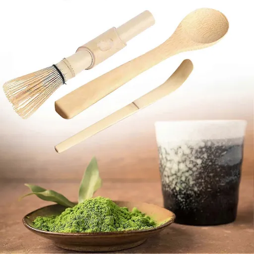 3pcs Bamboo Matcha Making Set - Whisk, Hooked Bamboo Scoop, Chashaku, Teaspoon