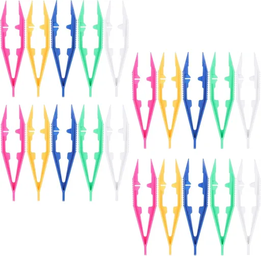 20 Pcs Plastic Tweezers Beads Tweezers, 5 Assorted Colors 4.3 Inch Craft Forceps Kids for DIY Craft Jewelry Making, Family, Home, Classroom, School, Beading Project, Creative Game