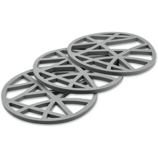 3 pcs Set ROund Silicone Trivets - Flexible And Non-Slip - 15.8 X 15.8 X 0.7Cm - Grey